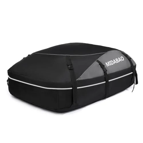 MIDABAO 20 Cubic Waterproof Duty Car Roof Top Carrier-Car Cargo Roof Top Bag, Waterproof & Coated Zippers includes Anti Slip Mat with or without Racks (20 Cubic Feet)